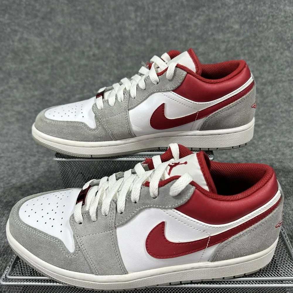 NIKE Air Jordan 1 Low SE Light Smoke Grey Gym Red Glitter Mens 8.5 Womens 10